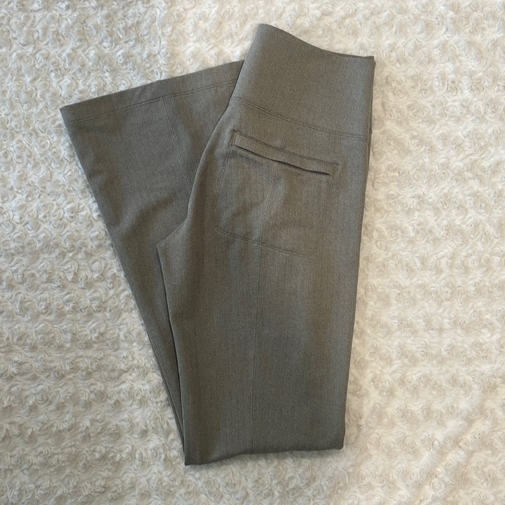 Never worn. Athleta khaki work pants. Size MT. Flare. Super soft and stretchy.
